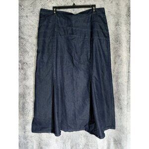 Cato Flared Denim Midi Skirt Sz 16 Modest Godet A-Line Dark Denim Stitching